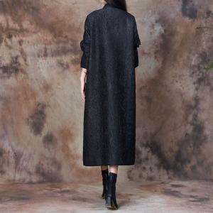 Big Pocket Jacquard Eastern Black Coat