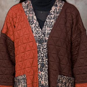 Totem Pockets Bi-Colored Cotton Quilted Coat