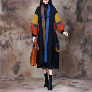 Puff Sleeves Color Block Quilted Designer Coat