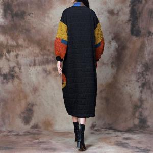 Puff Sleeves Color Block Quilted Designer Coat