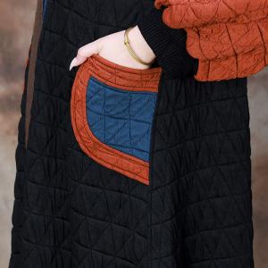Puff Sleeves Color Block Quilted Designer Coat