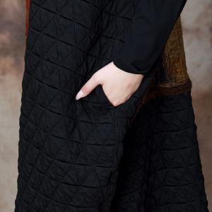 Painted Patchwork Black Quilted Turtleneck Dress