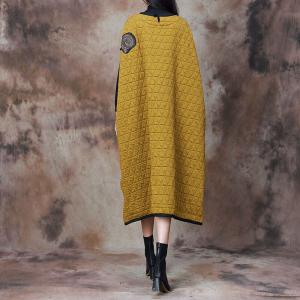 Cotton-Padded Patchwork Yellow Coverup Dress
