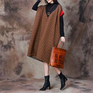 Front and Back V-Neck Tied Cocoon Sweater Dress
