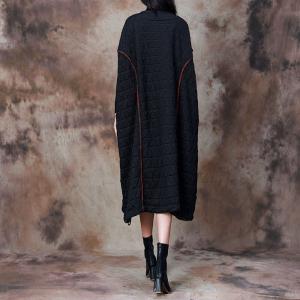 Stereo Lotus Patchwork Quilted Black Caftan