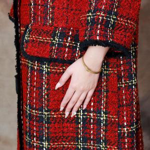 Big Buttons Wool Red Gingham Coat