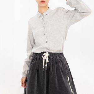 Casual Cotton Long Sleeves Peter Pan Collar Shirt