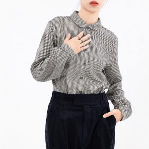 Casual Cotton Long Sleeves Peter Pan Collar Shirt