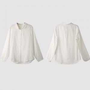 Casual Cotton Long Sleeves Peter Pan Collar Shirt