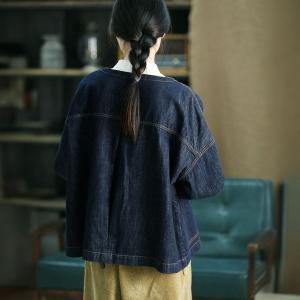 Relax-Fit Puff Sleeves Cotton Jean Jacket