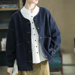 Relax-Fit Puff Sleeves Cotton Jean Jacket