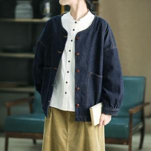 Relax-Fit Puff Sleeves Cotton Jean Jacket