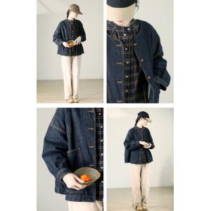 Relax-Fit Puff Sleeves Cotton Jean Jacket