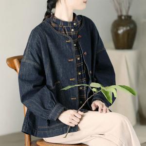 Relax-Fit Puff Sleeves Cotton Jean Jacket