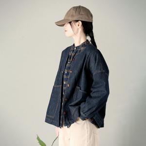 Relax-Fit Puff Sleeves Cotton Jean Jacket