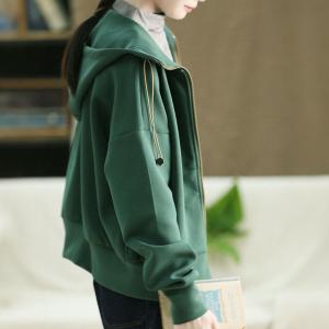 Sports Style Chunky Cotton Hooded Jacket