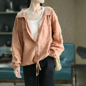 Minimalist Chic Tied Linen Hooded Jacket