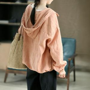 Minimalist Chic Tied Linen Hooded Jacket