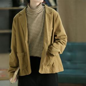 Tailored Collar Cotton Oversized Blazer for Women