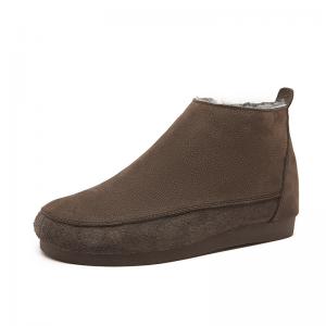 Side Zips Winter Leather Fleeced Ankle Boots