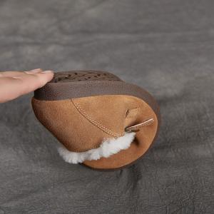 Winter Boston Suede Leather Warm Slippers