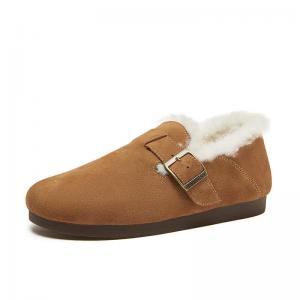 Winter Boston Suede Leather Warm Slippers