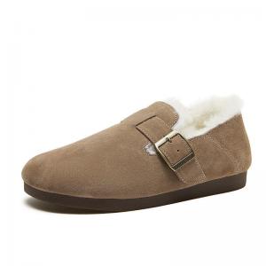 Winter Boston Suede Leather Warm Slippers