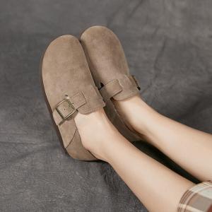 Buckle Suede Leather Slip-On Birken Flats