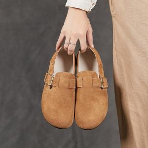 Buckle Suede Leather Slip-On Birken Flats