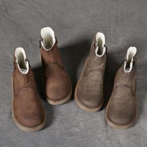 Chunky Heels Winter Fleeced Snow Boots