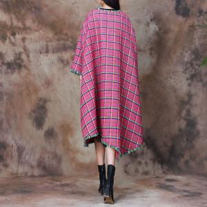 Green Fringed Edges Pink Gingham Walker Coat