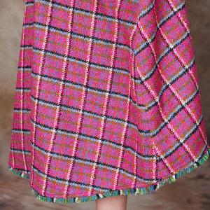 Green Fringed Edges Pink Gingham Walker Coat