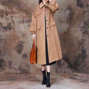 Winter Puff Sleeves Elegant Trench Coat