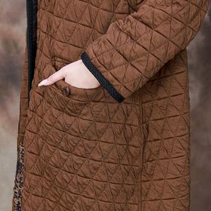 Stand Collar Flowers Patchwork Quilted Coat