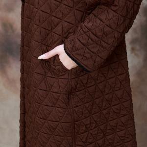 Dark Coffee Totem Applique Winter Designer Coat