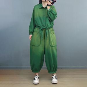 Cotton Tie Knot Blouse with Balloon Sweat Pants Sets