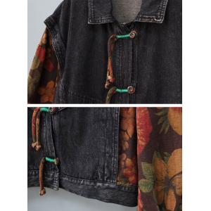 Tassel Frig Buttons Black Jacket with Patchwork Dad Jeans
