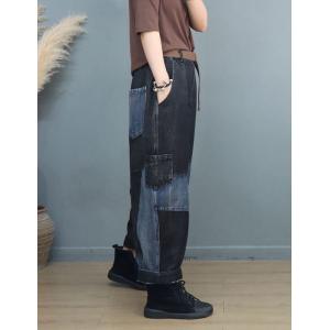 Contrast Colors Baggy Harem Jeans for Women