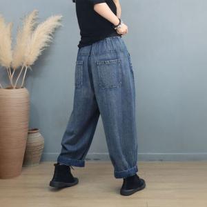 Baggy-Fit Stone Wash Straight Leg Mom Jeans