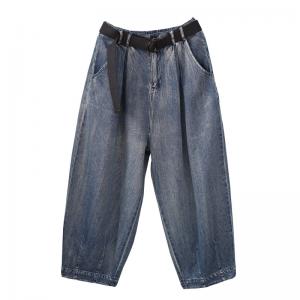 Baggy-Fit Stone Wash Straight Leg Mom Jeans