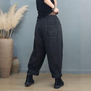 Baggy-Fit Stone Wash Straight Leg Mom Jeans