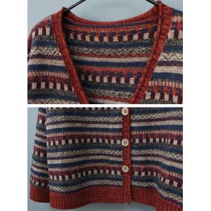 Retro V-Neck Folk Patterned Sweater Cardigan