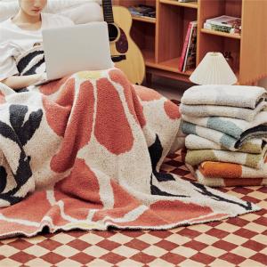 Huge Flowers Patterned Modern Soft Throw