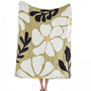 Huge Flowers Patterned Modern Soft Throw