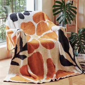 Huge Flowers Patterned Modern Soft Throw