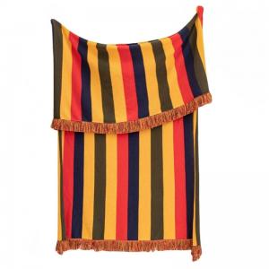 Rainbow Fringed Knitting Boho Blanket