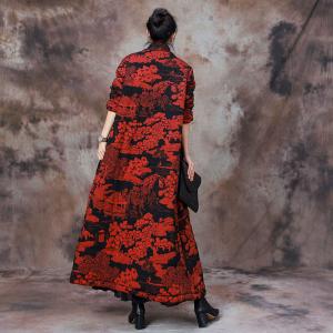 Jacquard Painting Stand Collar Large Long Coat