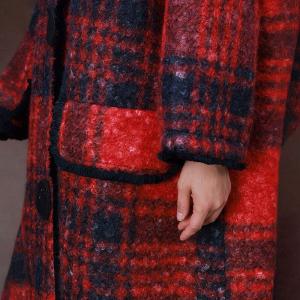 Alpaca Wool Winter Checkered Coat