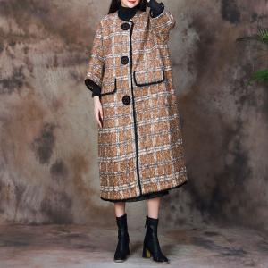 Alpaca Wool Winter Checkered Coat