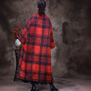 Alpaca Wool Winter Checkered Coat